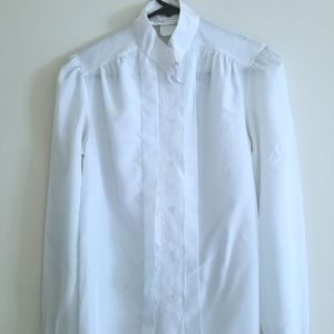 White Lace Vintage Button Front Blouse